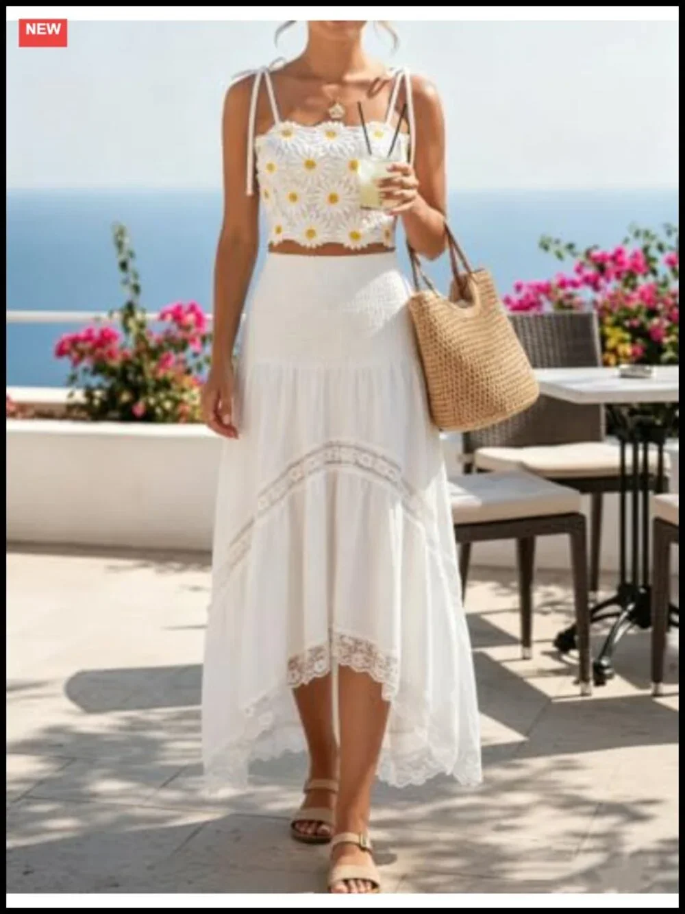 Womens Boho Maxi Skirt High Waist Flowy A-Line Long Skirt Smocked Lace Trim